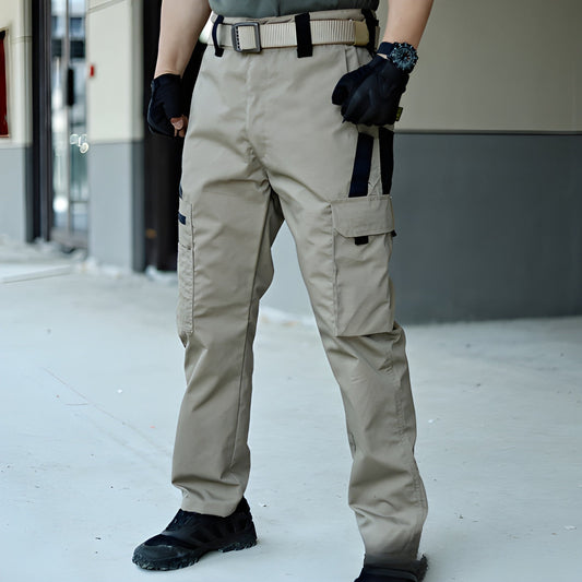 Herren Arbeitshose mit Cargotaschen im Outdoor-Stil - khaki