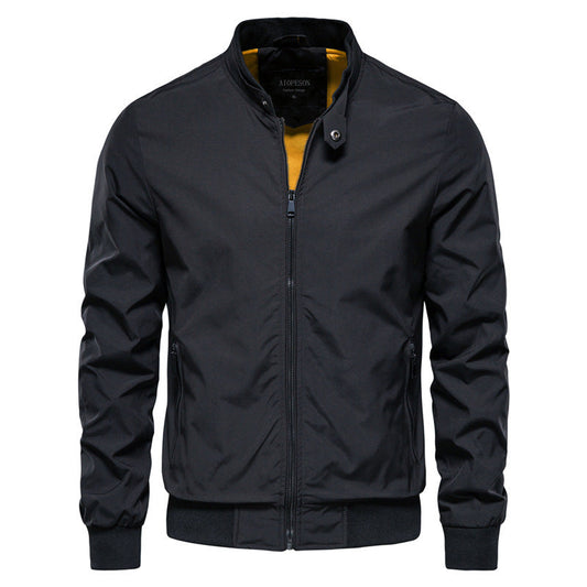 Herren Steppjacke mit hohem Stehkragen - schwarz