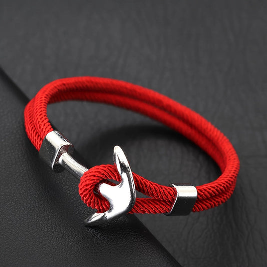 Herren Armband mit Ankerdesign und Verschluss - rot
