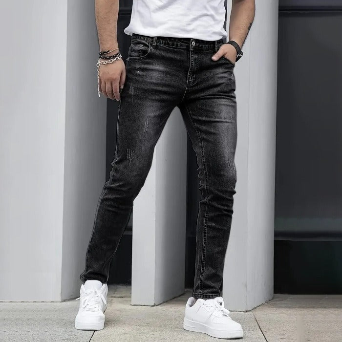 Herren Flared Jeans aus Denim mit ausgestelltem Bein - schwarz