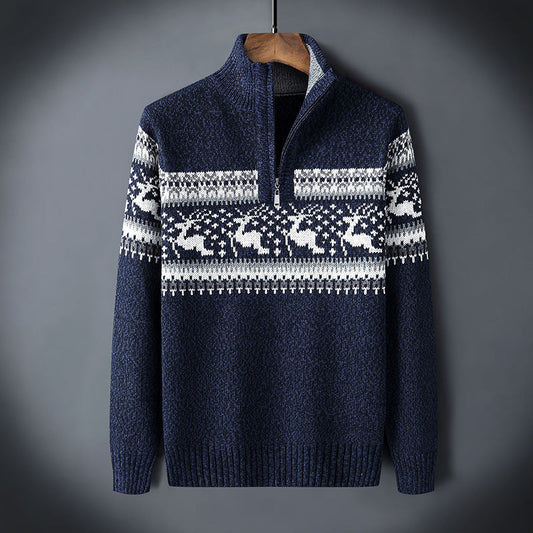 Pullover Herren mit Half-Zip Ausschnitt - blau