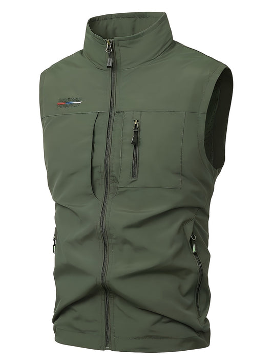 Herren Bodywarmer leicht & schnelltrocknend - Arbeitsweste mit Mehrfac - Grün