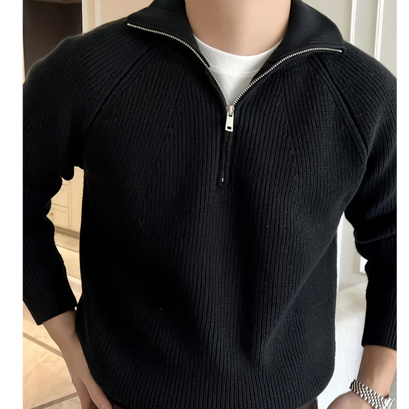 Herren Chunky Knit Pullover mit Half-Zip – Klassisches Design