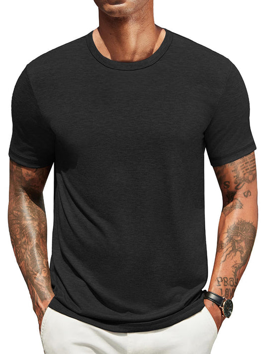 Herren Classic T-Shirt Rundhals - Zeitlos & Atmungsaktiv - Schwarz