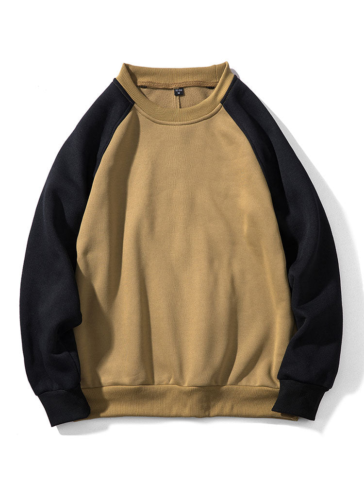 Herren Farbblock Raglan Sweatshirt – Entspannte Passform - Khaki