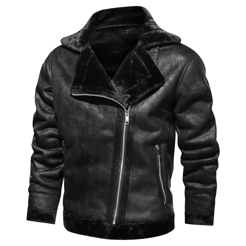 Herren Lederjacke Winter - Klassischer Stil mit Wärmeschutz - Schwarz 3
