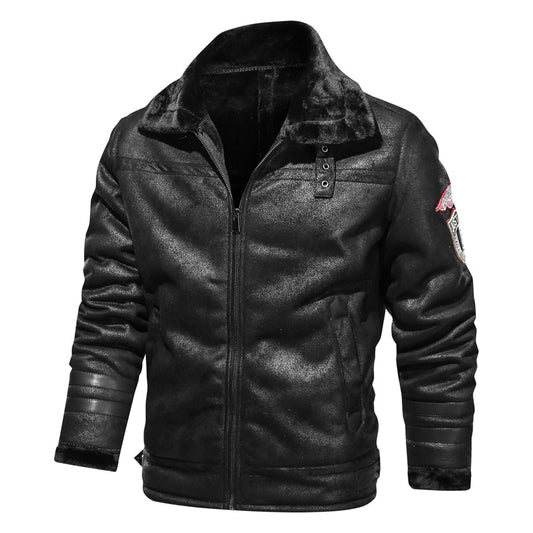 Herren Lederjacke Winter - Klassischer Stil mit Wärmeschutz - Schwarz