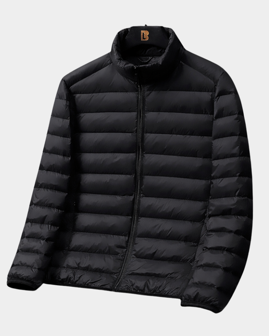 Herren leichte Daunenjacke - ultraleicht und packbar - Schwarz
