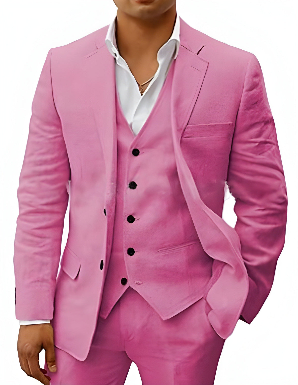 Herren Leinen Anzug in rosa, 3-teilig, klassisch & atmungsaktiv