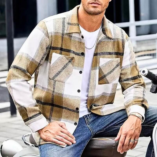 Herren Overshirt Hemd Jacke - Klassischer Stil mit modernem Komfort - Beige