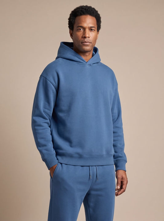 Herren Oversized Hoodie und Jogger Set in blau, Locker geschnitten