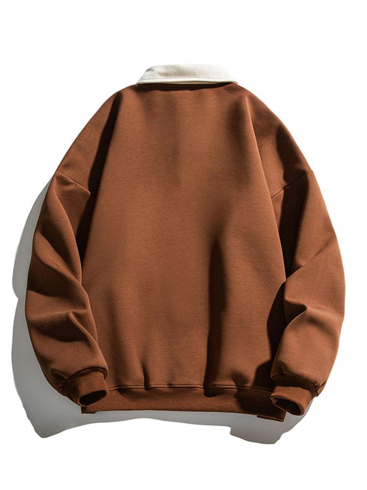 Herren Polo-Kragen Sweatshirt – Entspannte Passform Baumwollmischung