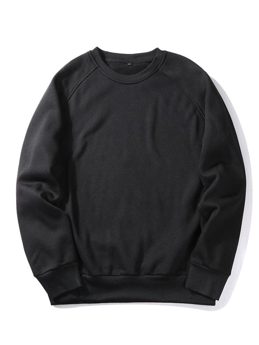 Herren Raglan Sweatshirt Crew Neck – Entspannte Passform - Schwarz