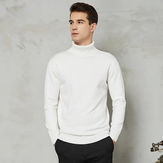 Herren Rollkragenpullover Comfort Fit - Zeitlose Eleganz - Weiß