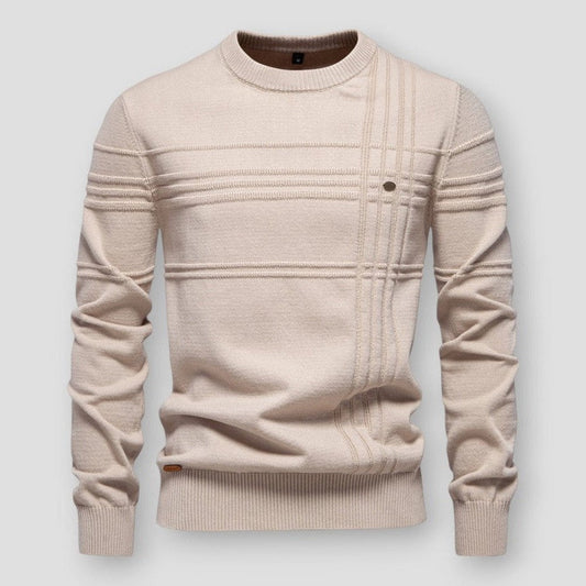 Herren Rundhals-Pullover - klassischer Stil mit modernem Komfort - Beige