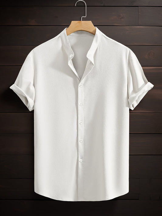 Herren Shirt mit kurzen Ärmeln für Sommer - weiß