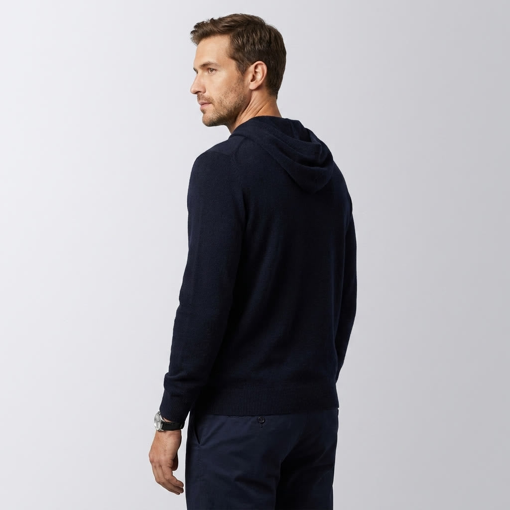 Herren Strickpullover Hoodie - Feinstrick Kapuzenpullover