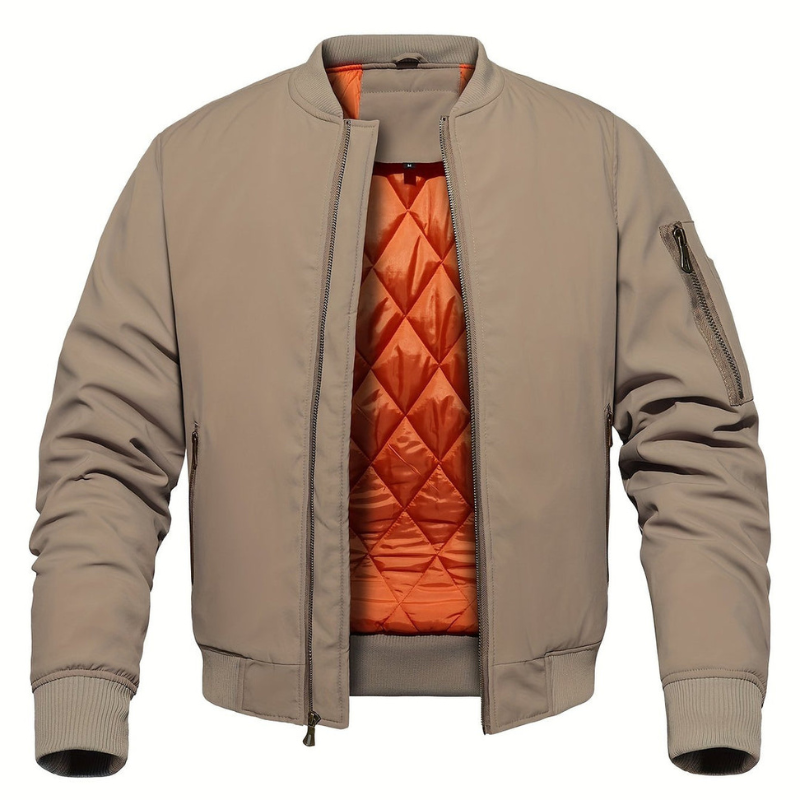 Herren Winterjacke Bomber mit Stehkragen - Klassisch & Warm - Beige