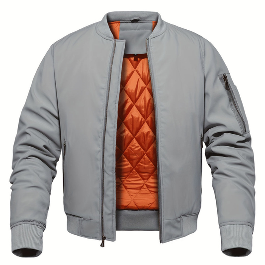 Herren Winterjacke Bomber mit Stehkragen - Klassisch & Warm - Grau
