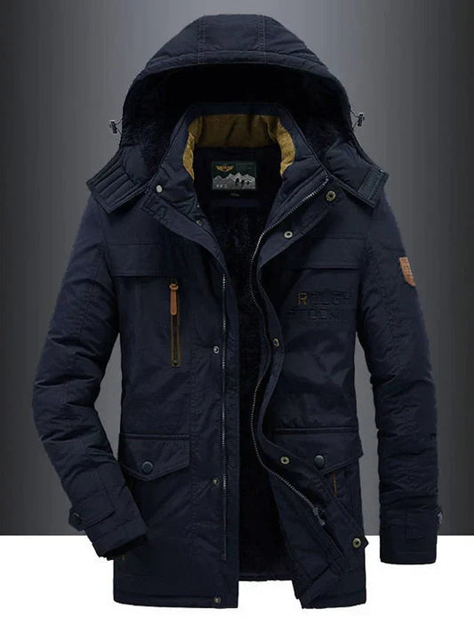 Herren Winterjacke Militär-Stil in blau, Robust & Warm