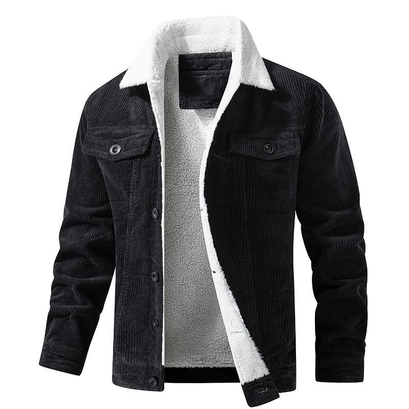Herren Winterjacke mit Plüschfutter - Warme Casual Jacke - Schwarz