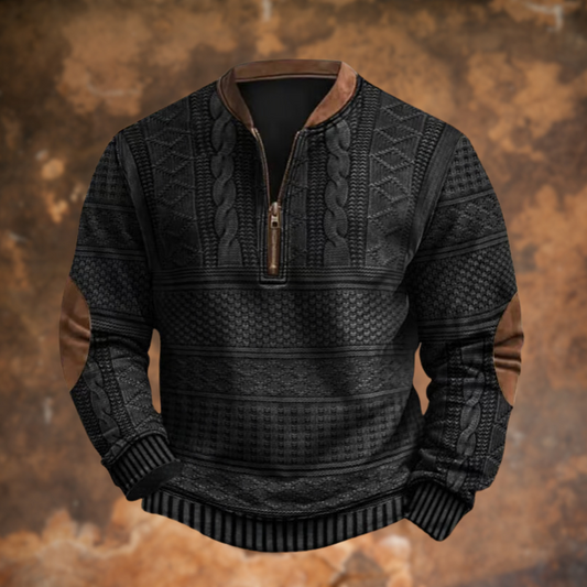 Herren Strickpullover aus Baumwollmischung für Winter - schwarz