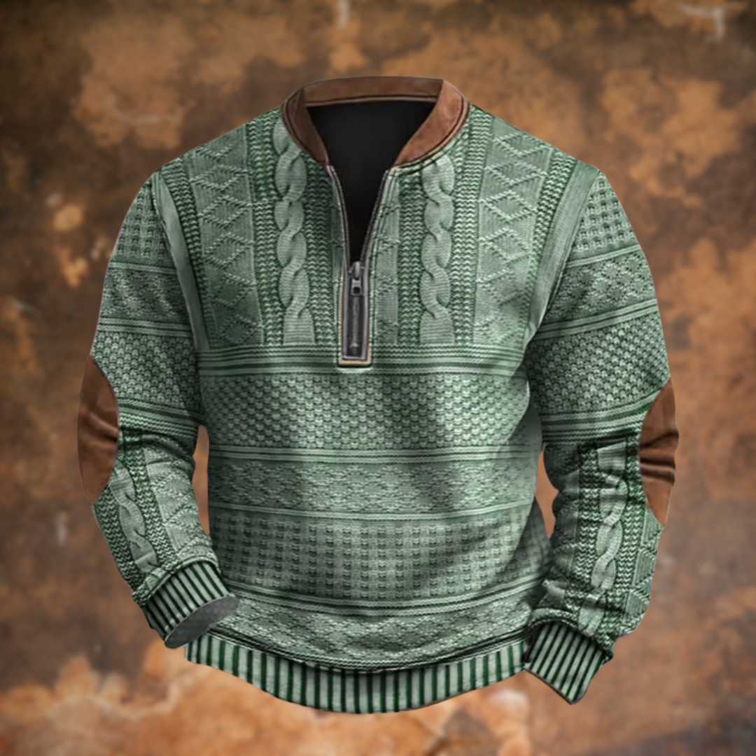 Herren Strickpullover aus Baumwollmischung für Winter - grün
