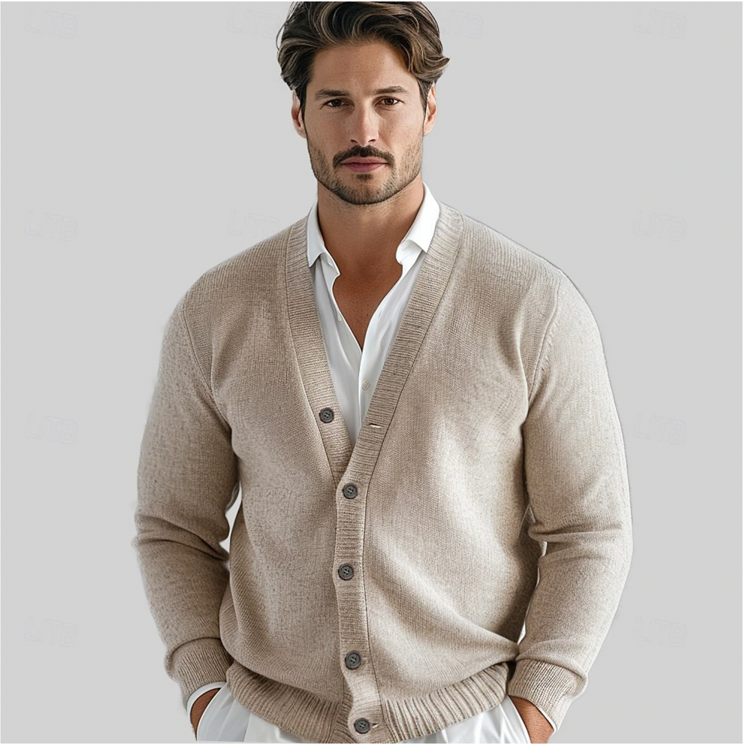 Herren Strickweste aus Wolle mit Knopfverschluss - beige