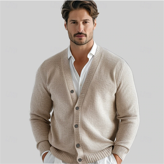 Herren Strickweste aus Wolle mit Knopfverschluss - beige