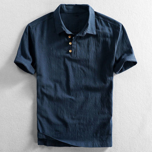 Herren Leinenhemd mit Knopfleiste - blau