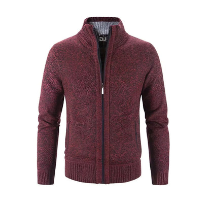 Herren Strickjacke als offener Cardigan - rot