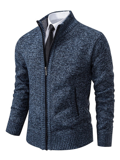 Herren Strickjacke als offener Cardigan - blau