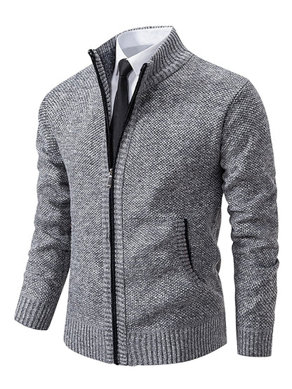 Herren Strickjacke als offener Cardigan - grau
