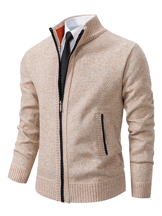 Herren Strickjacke als offener Cardigan - khaki