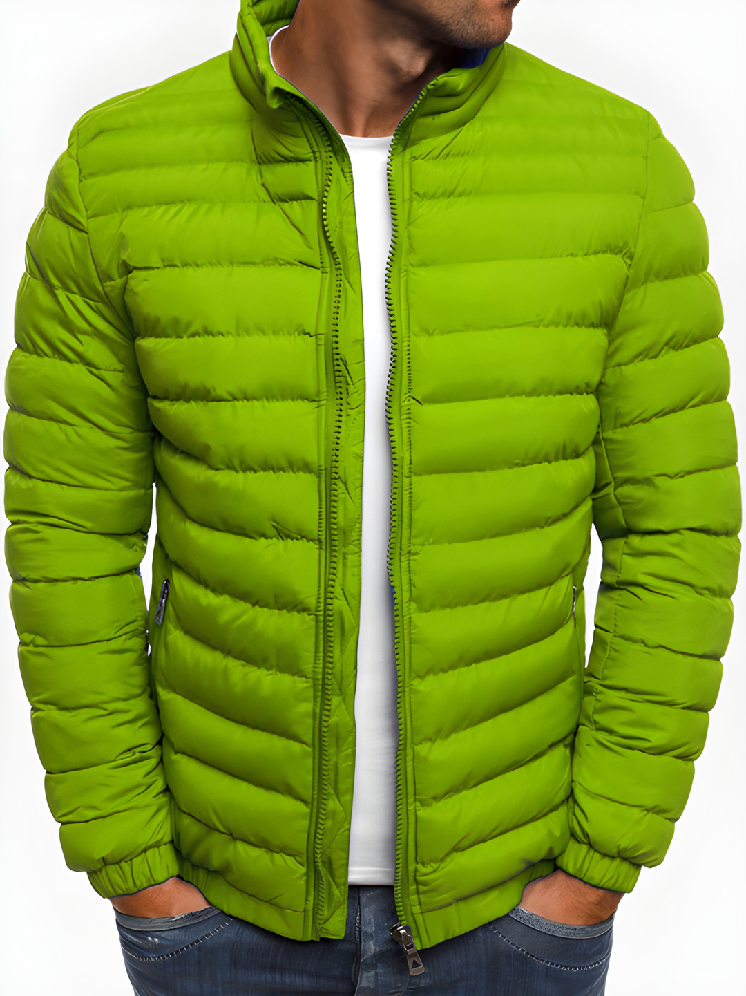 Herren Steppjacke im Übergangsstil mit Steppnähten - grün