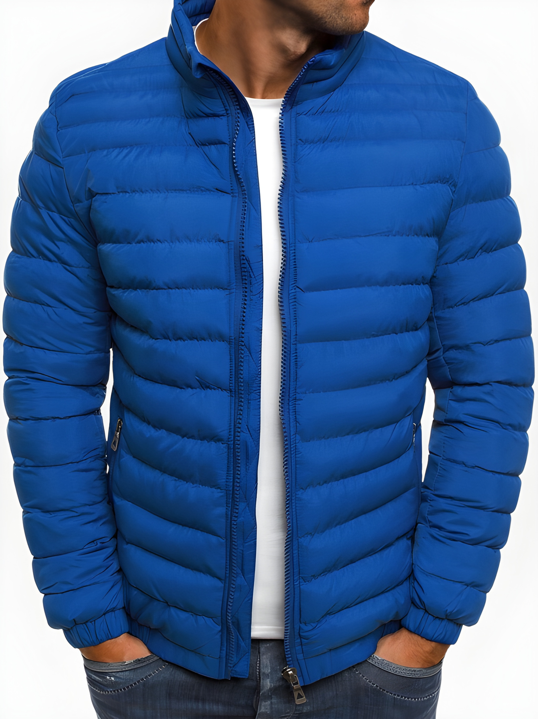 Herren Steppjacke im Übergangsstil mit Steppnähten - blau