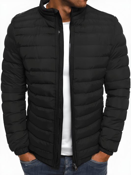 Herren Steppjacke im Übergangsstil mit Steppnähten - schwarz