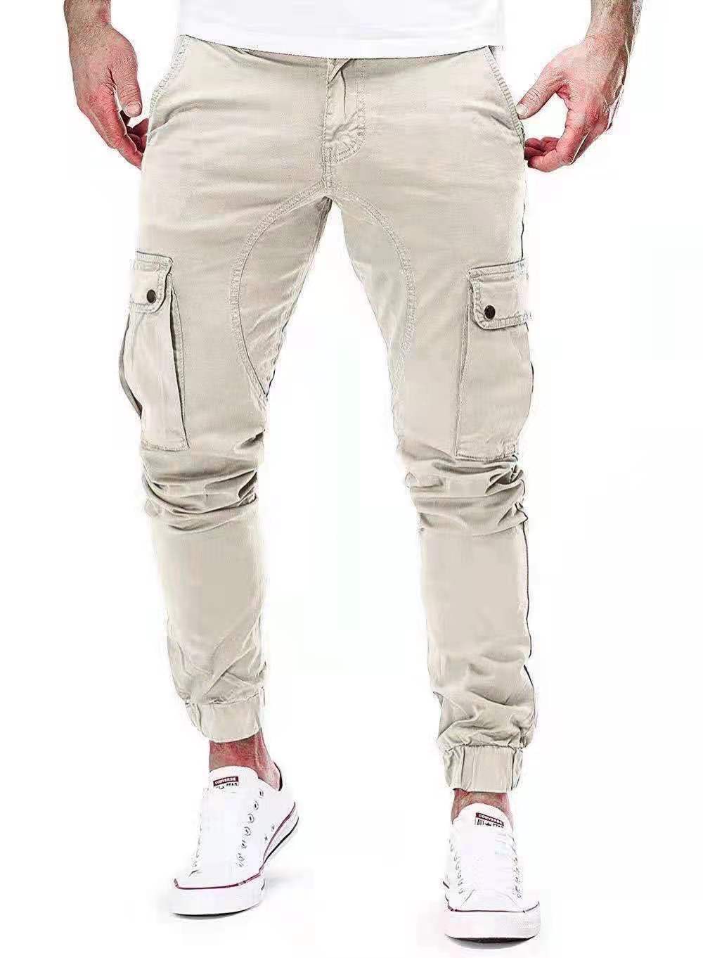 Herren Cargohose mit elastischem Bund - weiß
