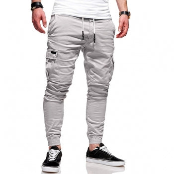 Herren Cargohose mit elastischem Bund - hell-grau