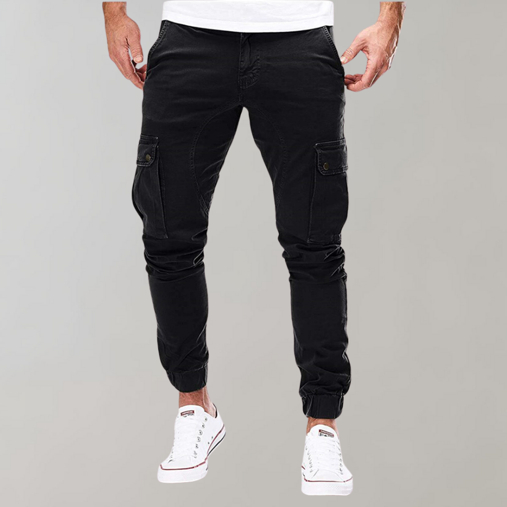 Herren Cargohose mit elastischem Bund - schwarz