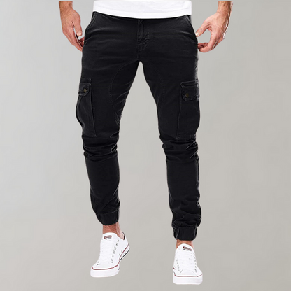 Herren Cargohose mit elastischem Bund - schwarz