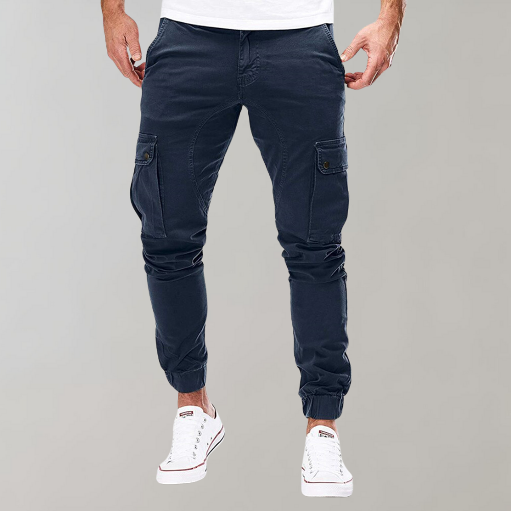 Herren Cargohose mit elastischem Bund - blau