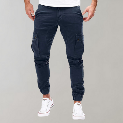 Herren Cargohose mit elastischem Bund - blau