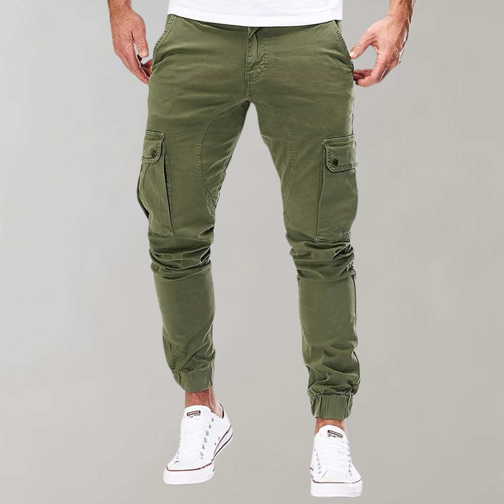 Herren Cargohose mit elastischem Bund - grün