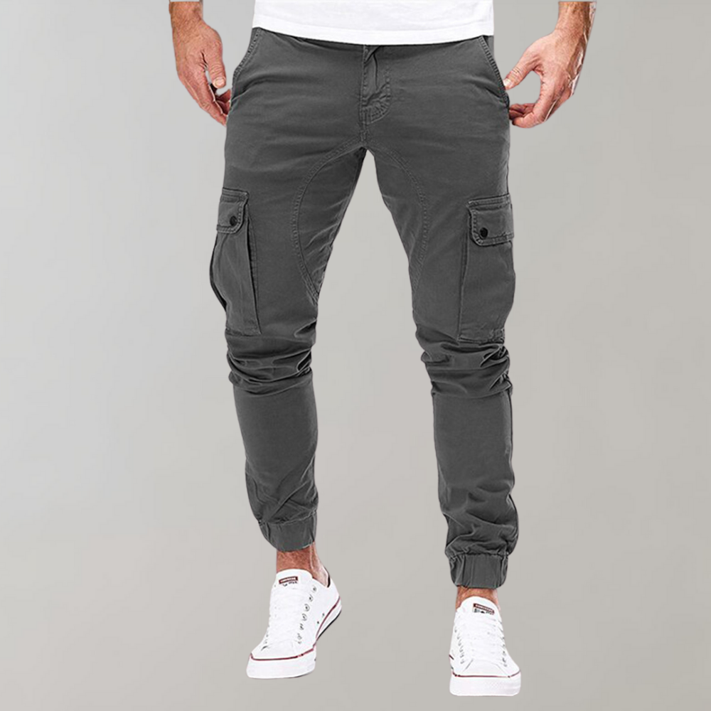 Herren Cargohose mit elastischem Bund - grau