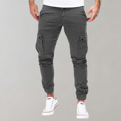 Herren Cargohose mit elastischem Bund - grau