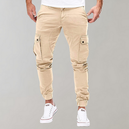 Herren Cargohose mit elastischem Bund - creme