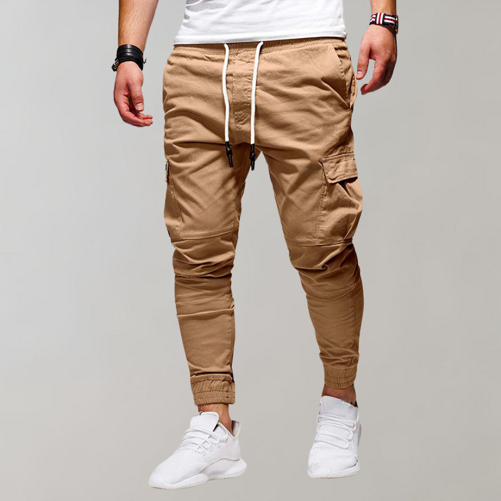 Herren Cargohose mit elastischem Bund - khaki