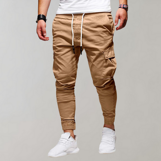 Herren Cargohose mit elastischem Bund - khaki