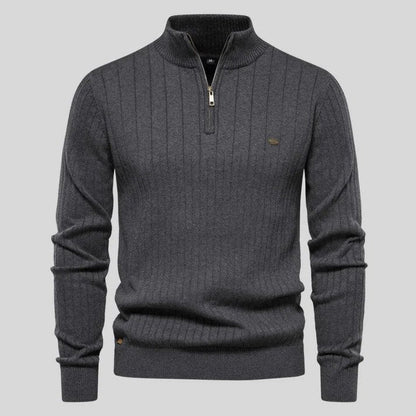 Strickpullover Herren mit Reißverschluss - dunkel-grau